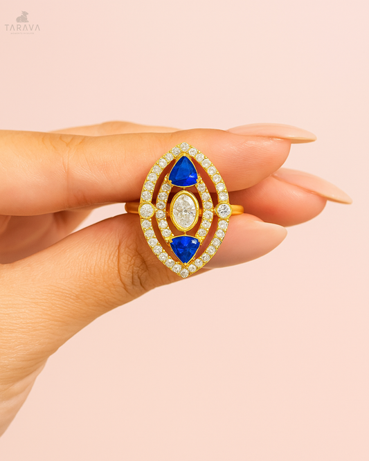 Sapphire Eye Polki Ring