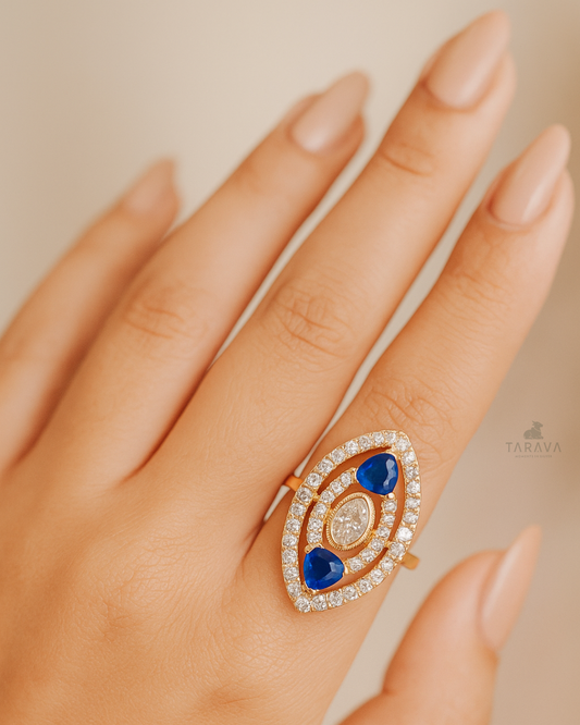 Sapphire Eye Polki Ring