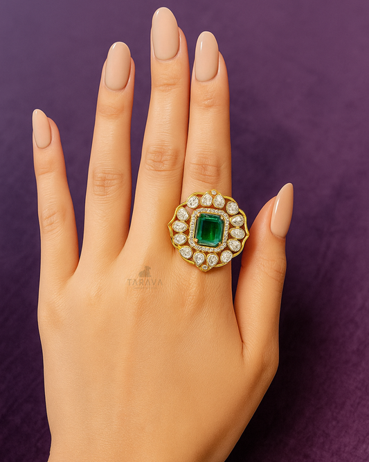 Vintage Green Polki Ring