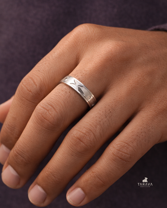 Textured Edge Men’s Silver Ring