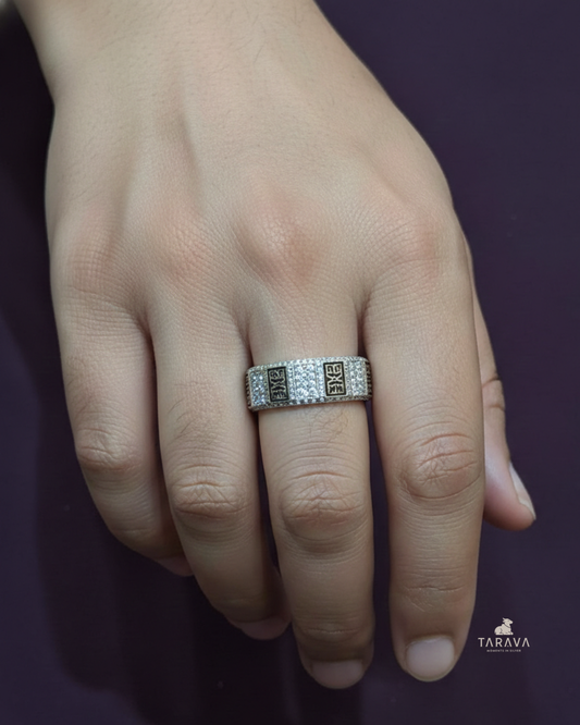 Symbol Engraved Men’s Silver Ring