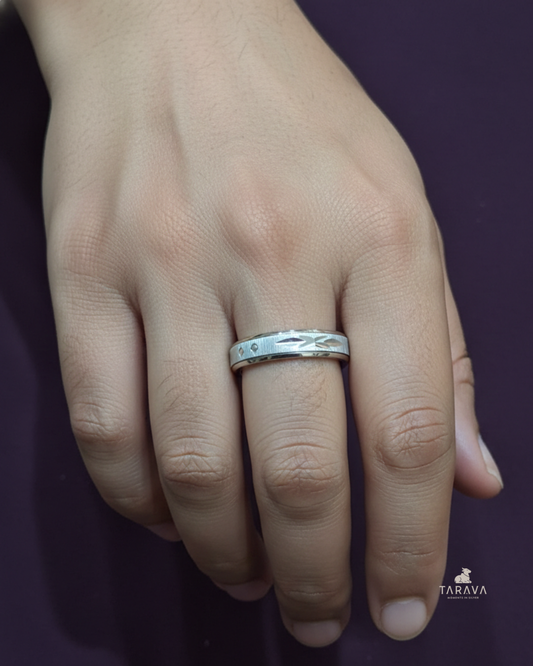 Textured Edge Men’s Silver Ring