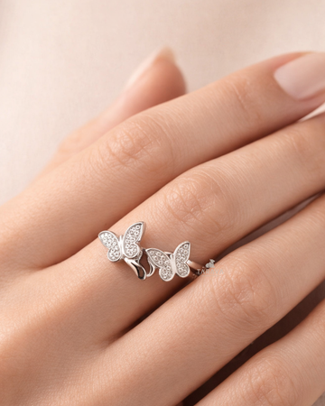 Twin Butterfly Sterling Silver Ring