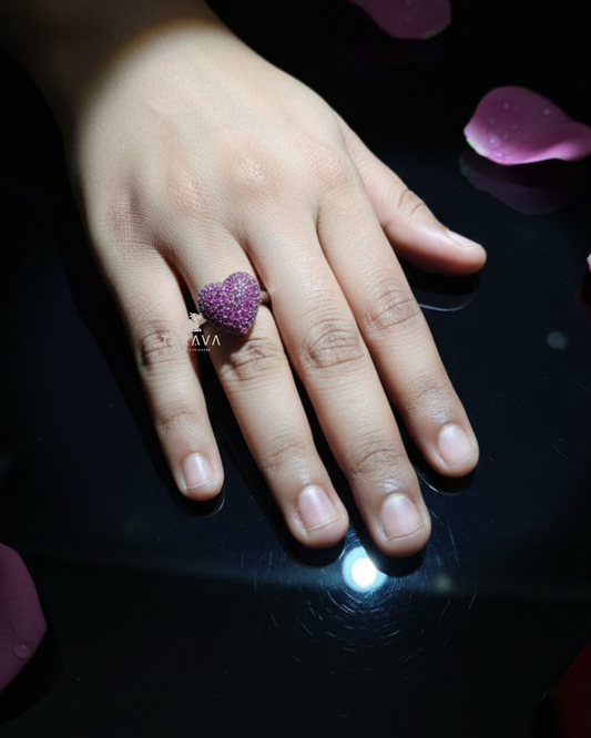 Silver Amethyst Heart Ring for Women