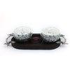 Silver Bowl Set with Dragon Handles and Floral Engravings