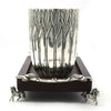 Silver Finish Designer Glass Set – 2 Pcs on WoodenTray