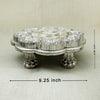 Antique Silver-Finish Decorative Chowki – Floral Design with Mother of Pearl Inlay - Resin Silver