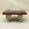 Antique Silver Chowki with Mother of Pearl Inlay – Wooden Base