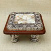 Antique Silver Chowki with Mother of Pearl Inlay – Wooden Base