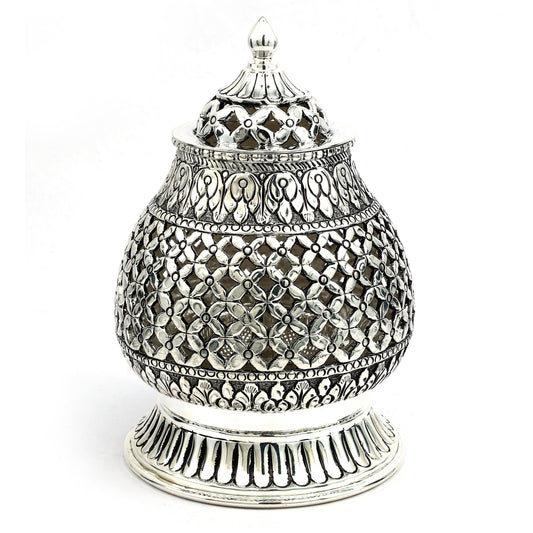 Ornate Silver Akhand Deepak – Eternal Flame of Divinity