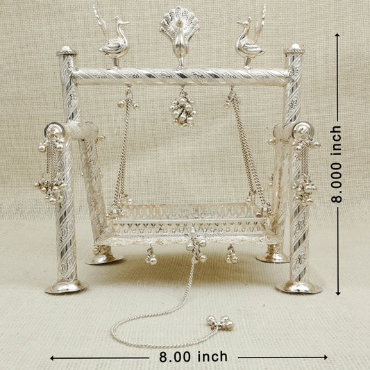 Silver Decorative Jhula with – Floral & Bird Design