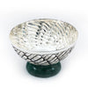 Handcrafted Silver Bowl with Textured Leaf Design – Green Marble Base Accent