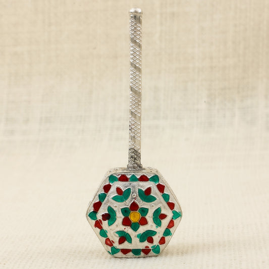 Meena Work Pure Silver Junjuna – Traditional Baby Rattle for Auspicious Gifting