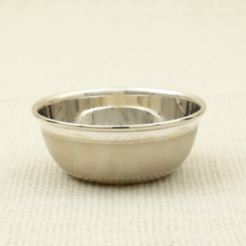 Plain Silver Pooja Bowl with Polished Rim
