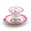 Antique Finish Silver Kankavati Meena – Lotus Base with Hand-Enameled Detailing