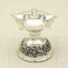 Silver Plated Decorative Diya – Floral Engraved Base