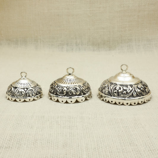 Antique Silver finish Umbrella Chattar Set – Floral Engraved Design (Set of 3)
