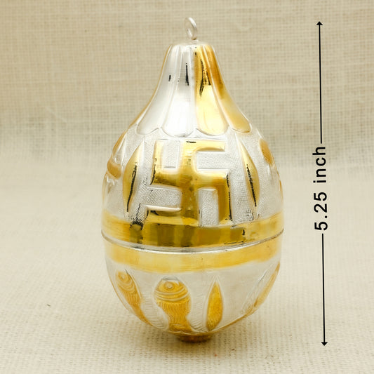 Antique Silver-Polish Nariyal with Swastik Design – Auspicious Pooja Accessory