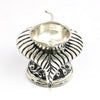 Silver Bilva Leaf Diya – Ornate Pooja Lamp with Traditional Motifs