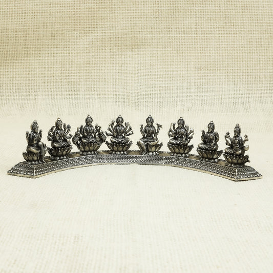 Antique Silver Ashta Lakshmi Set on Arched Base – Divine Ensemble