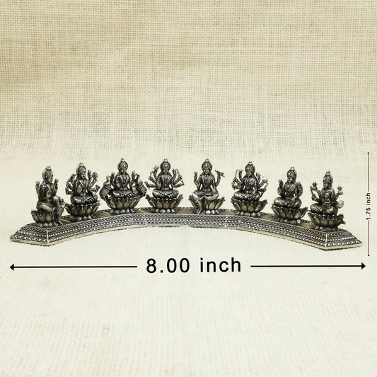 Antique Silver Ashta Lakshmi Set on Arched Base – Divine Ensemble