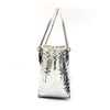 Silver Handwoven Tote Bag with Floral Accents