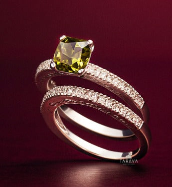 Green Stone Stacked Ring