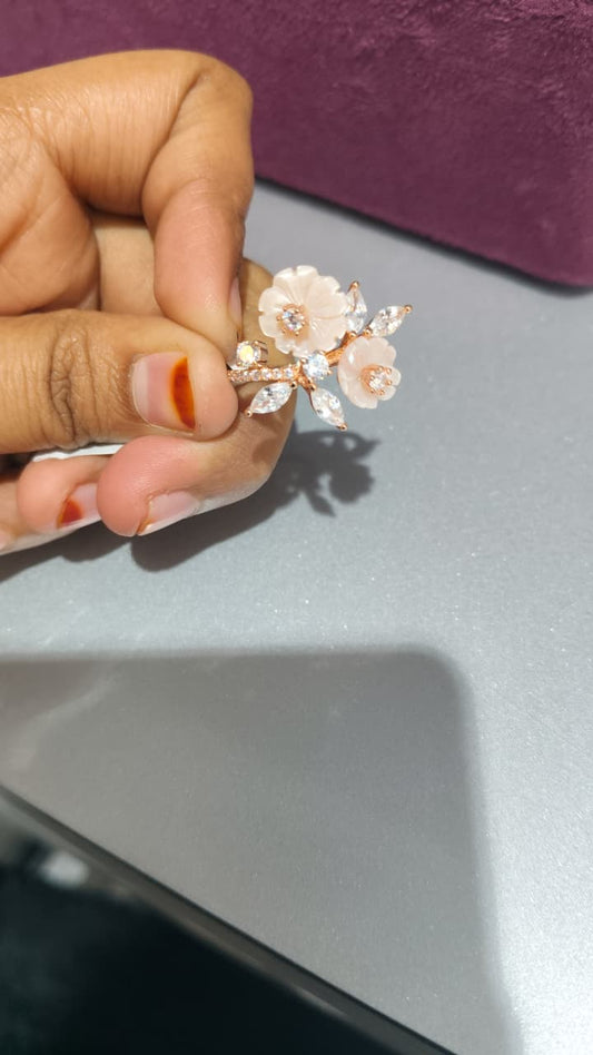 Pink Floral CZ Ring