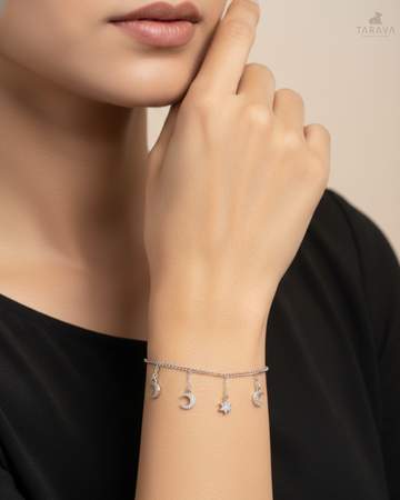 Moon Star Silver Charm Bracelet