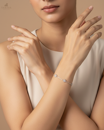 Silver Floral Charm Bracelet