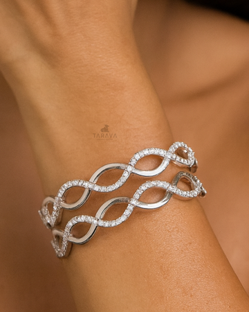 Elegant Twist Silver Bangles