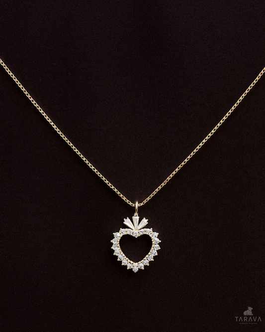 Sparkling Heart Silver Pendant With Chain