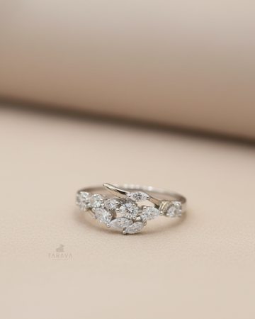 Diamond Leaf Open Ring