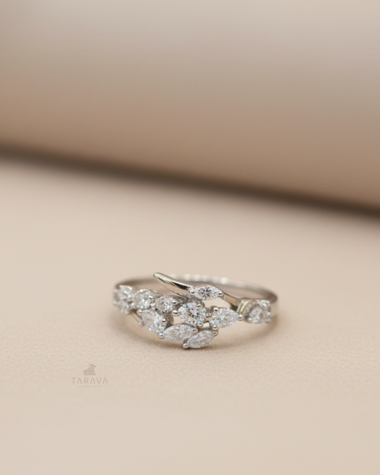 Diamond Leaf Open Ring