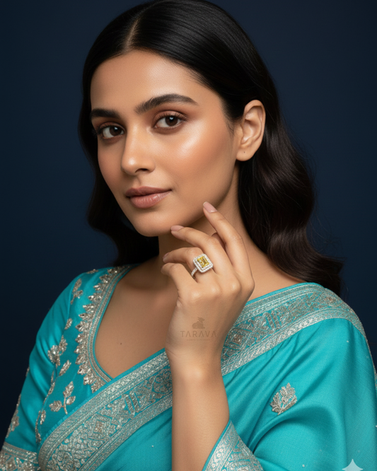 Yellow Cushion Stone Ring