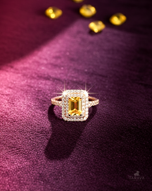 Yellow Cushion Stone Ring