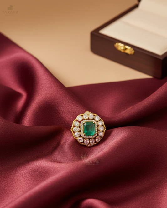 Vintage Green Polki Ring